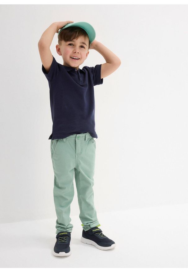 bonprix - Spodnie chino Slim Fit Straight ze stretchem. Kolor: zielony