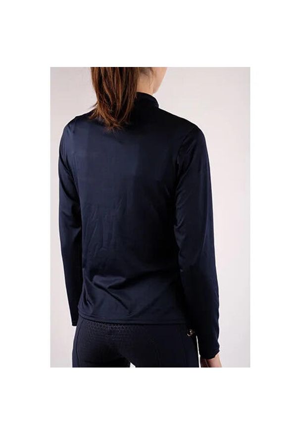 MONTAR - Damskie jeździeckie polo Montar Everly. Typ kołnierza: polo. Kolor: niebieski. Długość rękawa: długi rękaw