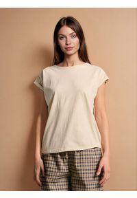 Sinsay - Bluzka z ozdobnymi dżetami - kremowy. Kolor: kremowy #1