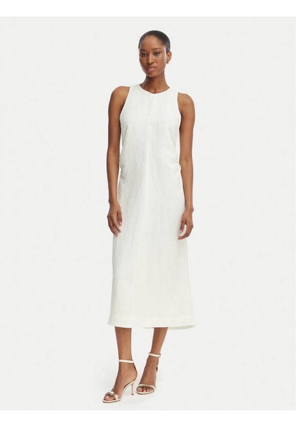 BOSS Sukienka letnia C_Delinna 50559243 Écru Regular Fit. Kolor: kremowy. Materiał: wiskoza. Sezon: lato