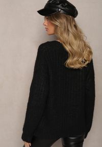Renee - Czarny Rozpinany Kardigan z Wełną i Ściągaczami przy Rękawach Ciarella. Kolor: czarny. Materiał: wełna. Sezon: zima #5