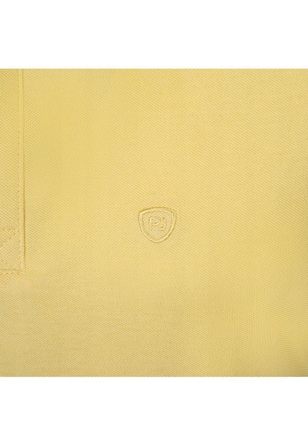 Koszulka Polo - Męska - Pako Jeans - Żółta, Kryte Guziki. Okazja: na co dzień. Typ kołnierza: polo. Kolor: złoty, żółty, wielokolorowy. Materiał: bawełna. Styl: casual