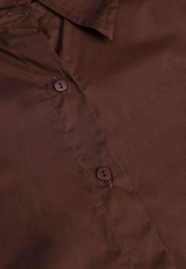 Renee - Ciemnobrązowa Koszula Bawełniana Aquida. Kolor: brązowy. Materiał: bawełna. Długość rękawa: długi rękaw. Długość: długie