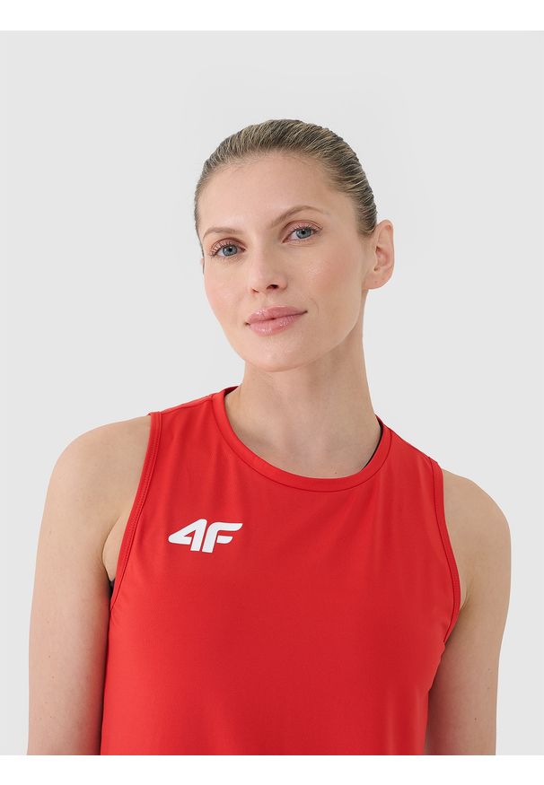 4f - 4F Top treningowy szybkoschnący damski - czerwony XXL. Kolor: czerwony. Materiał: dzianina, włókno, syntetyk, materiał, elastan. Wzór: gładki, ze splotem, jednolity. Sport: fitness