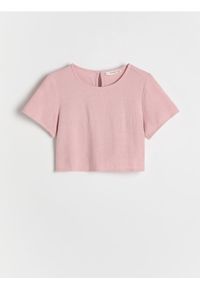 Reserved - Bluzka z wiskozy z dodatkiem lnu - brudny róż. Kolor: różowy. Materiał: wiskoza, len. Długość: krótkie #1