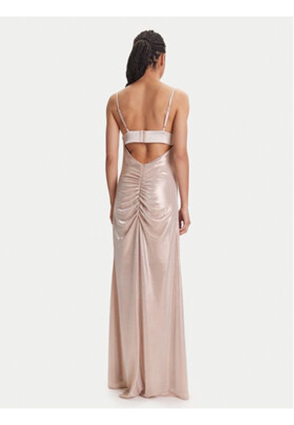 ACCESS FASHION Sukienka wieczorowa 53-3342-373 Beżowy Slim Fit. Kolor: beżowy. Materiał: syntetyk. Styl: wizytowy