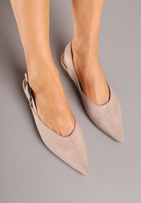 Renee - Ciemnobeżowe Sandały Vices Typu Slingback z Wkładką ze Skóry Naturalnej Rallora. Okazja: na co dzień, na spacer. Zapięcie: sprzączka. Kolor: beżowy. Materiał: skóra. Wzór: nadruk. Obcas: na obcasie. Styl: elegancki, casual. Wysokość obcasa: średni #4