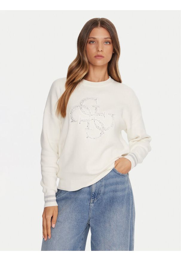 Guess Sweter W5BR42 Z26I2 Écru Relaxed Fit. Materiał: wiskoza