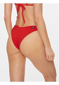 Calvin Klein Swimwear Dół od bikini KW0KW02471 Czerwony. Kolor: czerwony. Materiał: syntetyk