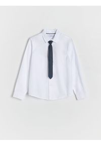 Reserved - Koszula z krawatem - biały. Kolor: biały. Materiał: bawełna, tkanina