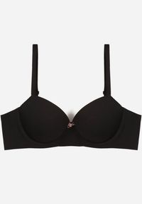 Born2be - Czarny Klasyczny Biustonosz o Gładkim Wykończeniu Taniarephis. Kolor: czarny. Rodzaj stanika: odpinane ramiączka, różne sposoby noszenia. Wzór: gładki #1