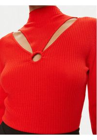 Morgan Sweter 241-MELINE Czerwony Slim Fit. Kolor: czerwony. Materiał: syntetyk, wiskoza