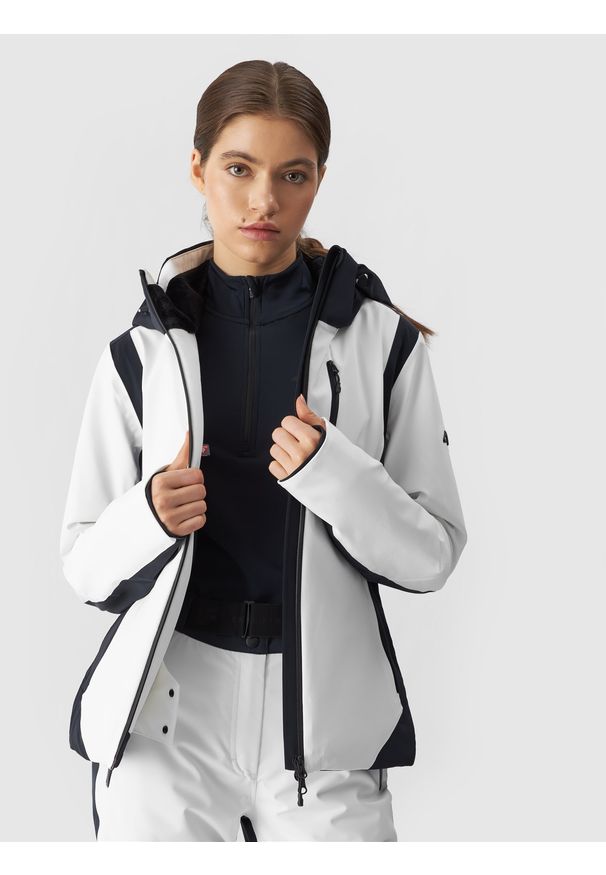 4f - Kurtka narciarska 4FPro membrana Dermizax 20000 damska - biała. Kolor: biały. Materiał: neopren, poliester, mesh. Technologia: Dermizax. Sezon: zima. Sport: narciarstwo