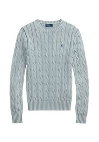 Polo Ralph Lauren Sweter 211935303009 Błękitny Slim Fit. Typ kołnierza: polo. Kolor: niebieski. Materiał: bawełna