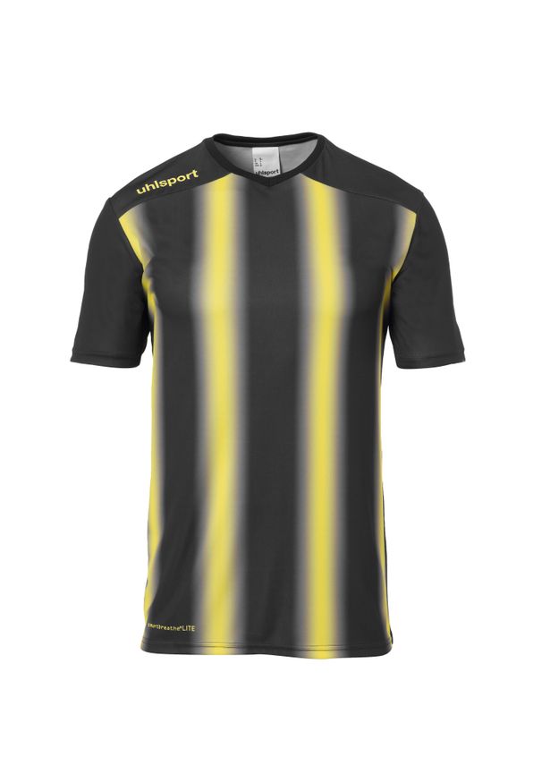 UHLSPORT - Vintageowy strój kąpielowy dla dzieci Uhlsport Stripe 2.0. Typ kołnierza: dekolt w serek. Kolor: wielokolorowy, żółty, czarny. Materiał: poliester. Sport: piłka nożna, fitness