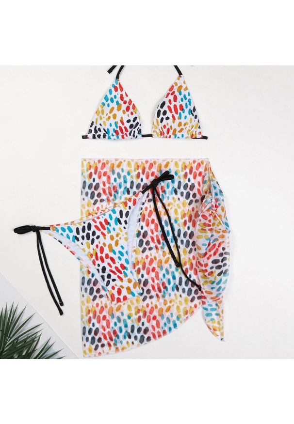 Intica - Bikini z pareo na plażę i basen Constanse. Kolor: wielokolorowy. Materiał: materiał