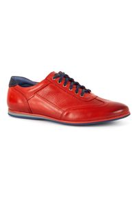 Kampol Buty męskie skórzane casual 64/39 czerwone. Okazja: na co dzień. Kolor: czerwony. Materiał: skóra. Styl: casual #5