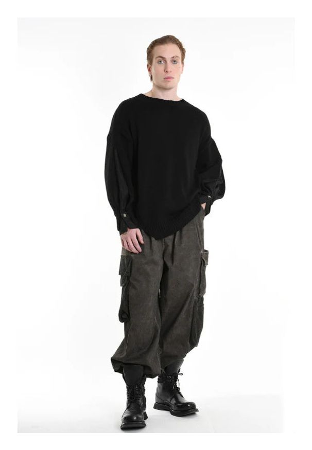 La Haine Inside Us Sweter | 3K M1111 | Mężczyzna | Czarny. Okazja: na co dzień. Kolor: czarny. Materiał: wiskoza, akryl, wełna. Sezon: lato. Styl: elegancki, casual