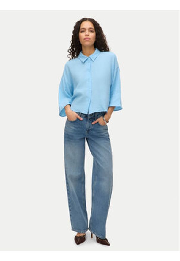 Vero Moda Koszula Natali 10279685 Niebieski Standard Fit. Kolor: niebieski. Materiał: bawełna