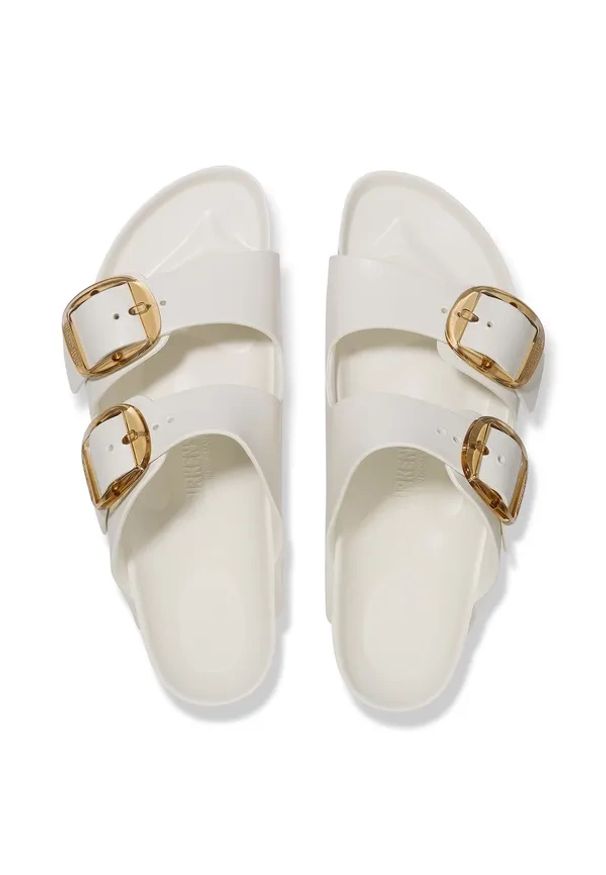 Birkenstock - BIRKENSTOCK Arizona Big Buckle EVA Eggshell Klapki damskie. Okazja: na plażę, na spacer. Kolor: kremowy. Materiał: materiał. Sezon: lato. Styl: klasyczny, elegancki