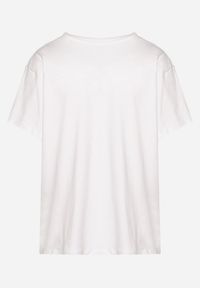 Born2be - Biały Bawełniany T-shirt z Broszką Kwiatem Heloa. Okazja: na co dzień. Kolor: biały. Materiał: bawełna. Wzór: kwiaty. Styl: casual, elegancki #6