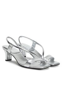 Calvin Klein Sandały Heel Sandal 50 Squared Metallic HW0HW02560 Srebrny. Kolor: srebrny. Materiał: skóra #4