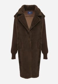 Born2be - Zielony Futrzany Płaszcz z Dzianinowymi Rękawami Ravienna. Okazja: na co dzień. Kolor: zielony. Materiał: dzianina, futro. Styl: casual, elegancki #5