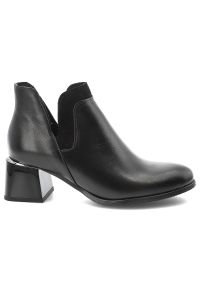 Czarne Botki Armodo Eleganckie Obuwie Damskie. Okazja: na co dzień. Kolor: czarny. Materiał: skóra. Szerokość cholewki: normalna. Obcas: na obcasie. Styl: elegancki. Wysokość obcasa: średni #3