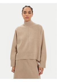 IVY & OAK - IVY OAK Sweter Kareen Rose IO113147 Beżowy Loose Fit. Kolor: beżowy. Materiał: wełna #1