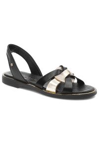 Czarne Sandały Armodo Eleganckie Obuwie Damskie. Zapięcie: pasek. Kolor: czarny. Materiał: skóra. Styl: elegancki