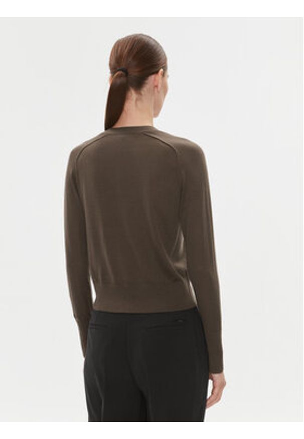 Calvin Klein Kardigan K20K205778 Brązowy Slim Fit. Kolor: brązowy. Materiał: wełna