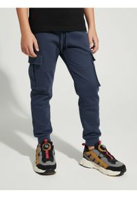 Sinsay - Spodnie dresowe cargo loose - mid blue. Materiał: dresówka #1