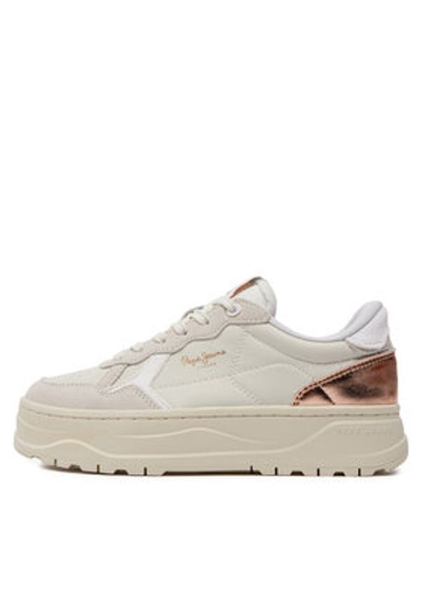 Pepe Jeans Sneakersy Kore Sun W PLS00009 Écru. Materiał: skóra
