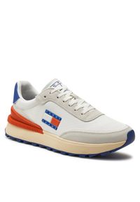 Tommy Jeans Sneakersy Tjm Tech Runner Material Mix EM0EM01300 Biały. Kolor: biały. Materiał: materiał