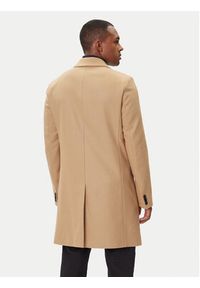 Hugo - HUGO Płaszcz wełniany Migor2541 50546528 Beżowy Slim Fit. Kolor: beżowy. Materiał: wełna #4