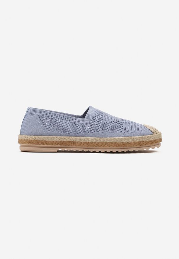 Born2be - Niebieskie Espadryle z Ażurową Cholewką i Plecionką na Podeszwie oraz Nosku Thalessia. Kolor: niebieski. Szerokość cholewki: normalna. Wzór: ażurowy. Sezon: lato