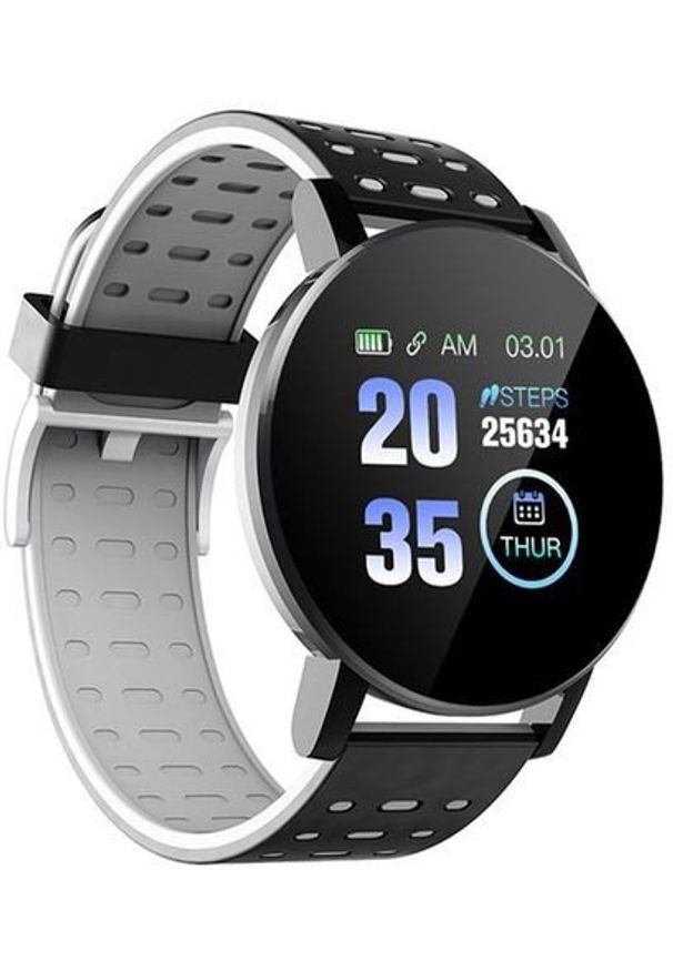 R2 Invest - Smart Band 119 Plus czarno-biały. Rodzaj zegarka: cyfrowe. Kolor: czarny, biały, wielokolorowy