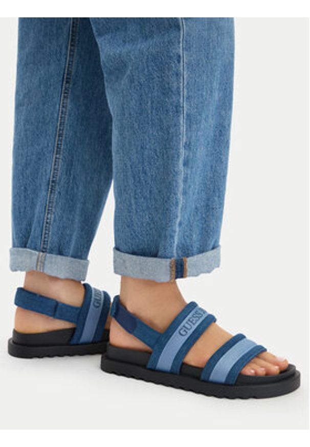 Guess Jeans Sandały EO-GJ2122 Niebieski. Kolor: niebieski. Materiał: materiał