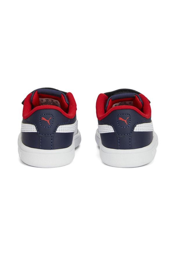 Puma - Niemowlęce skórzane sneakersy Smash 3.0 V PUMA Navy White For All Time Red Blue. Kolor: niebieski, wielokolorowy, biały. Materiał: skóra. Sport: turystyka piesza