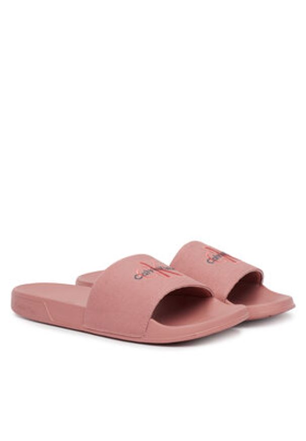 Calvin Klein Klapki Ess Slide Cv HW0HW02958 Różowy. Kolor: różowy. Materiał: materiał