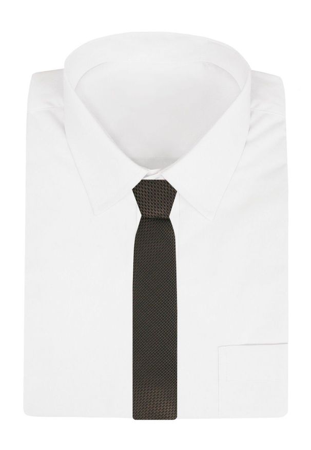 Krawat Męski - Angelo di Monti - Brązowy z Mikrowzorem. Kolor: brązowy, beżowy, wielokolorowy. Materiał: tkanina. Styl: elegancki, wizytowy