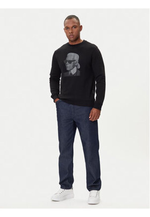 Karl Lagerfeld - KARL LAGERFELD Bluza 705031 554906 Czarny Regular Fit. Typ kołnierza: dekolt w karo. Kolor: czarny. Materiał: bawełna