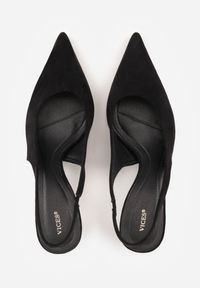 Renee - Czarne Czółenka Slingback VICES na Kaczuszce Anatera. Okazja: na co dzień. Zapięcie: bez zapięcia. Kolor: czarny. Materiał: zamsz, jeans. Obcas: na szpilce. Styl: casual, elegancki. Wysokość obcasa: średni #3