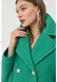 Red Valentino płaszcz wełniany kolor zielony przejściowy dwurzędowy. Okazja: na co dzień. Kolor: zielony. Materiał: wełna. Wzór: aplikacja. Styl: casual, klasyczny #6
