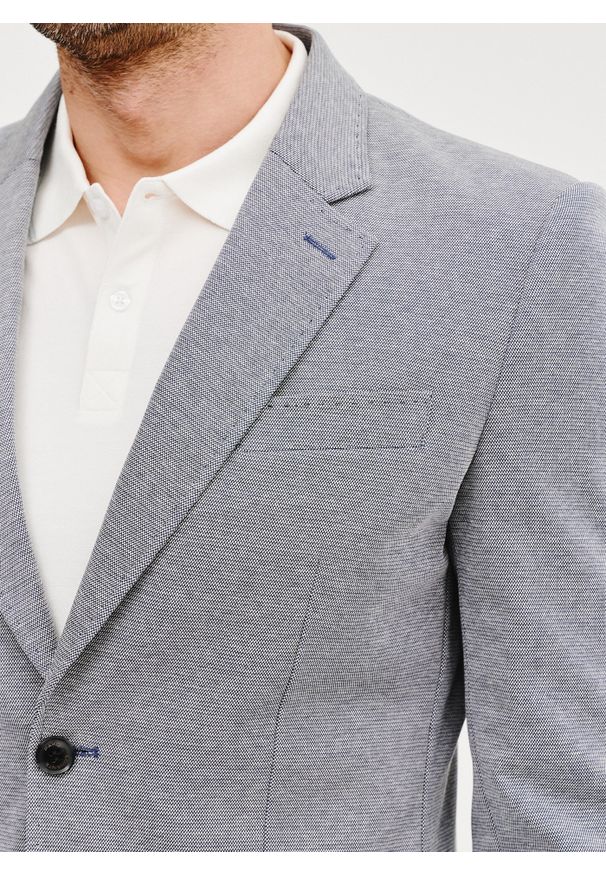 Pako Lorente - Szara marynarka melanż. Okazja: na co dzień. Kolor: szary. Materiał: poliester, bawełna, dzianina. Wzór: melanż. Sezon: wiosna. Styl: casual