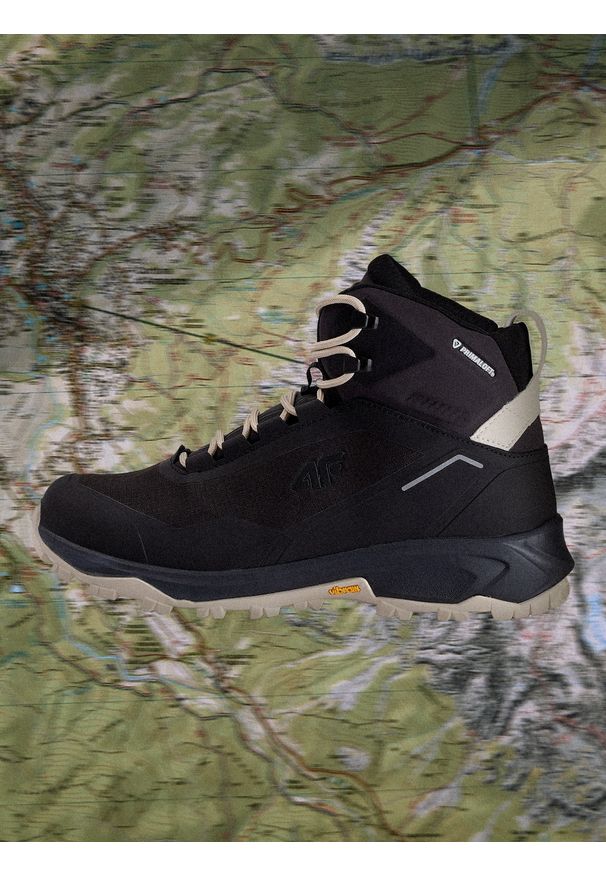 4f - 4F Wysokie buty trekkingowe ICE CRACKER z izolacją Primaloft damskie - czarne 41. Wysokość cholewki: przed kolano. Kolor: czarny. Materiał: nylon. Szerokość cholewki: normalna. Sezon: zima