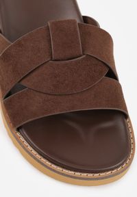 Born2be - Cienobrązowe Klapki VICES z Przeplatanymi Paskami Anreene. Okazja: na co dzień. Kolor: brązowy. Materiał: len. Wzór: paski. Styl: casual, klasyczny, elegancki #7