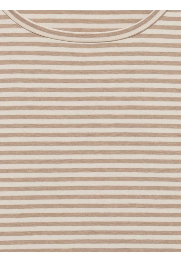 Big-Star - Bluzka damska w paski kremowa Vensa 103. Okazja: na co dzień. Kolor: kremowy. Materiał: jeans, materiał, dzianina. Długość rękawa: długi rękaw. Długość: długie. Wzór: paski. Styl: elegancki, casual