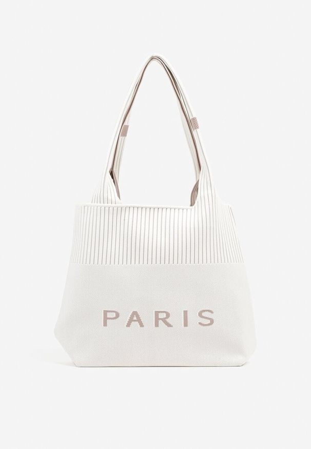Born2be - Biała Szydełkowa Torebka Shopper o Trapezowym Kształcie Saliatria. Kolor: biały. Sezon: lato, wiosna. Styl: elegancki, casual