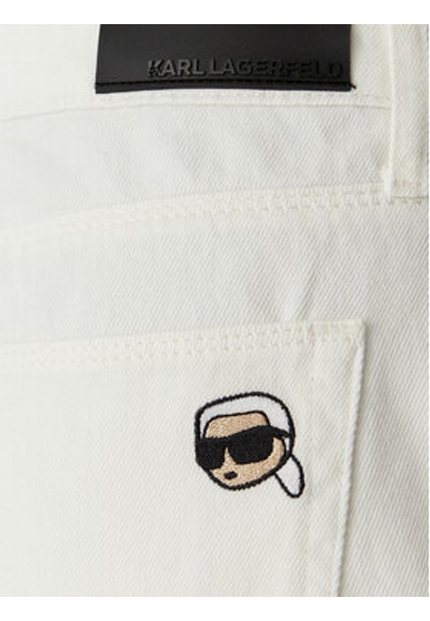 Karl Lagerfeld - KARL LAGERFELD Szorty jeansowe B2W10048 Kremowy Loose Fit. Kolor: kremowy. Materiał: bawełna